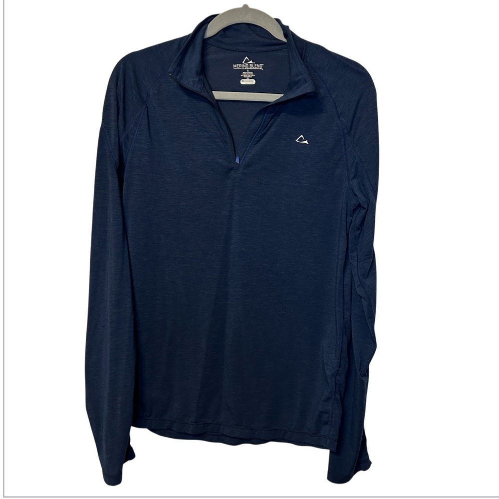 Merino Blend by Paradox Dri Release Navy Quarter Zip Polyester Wool Blend Size S